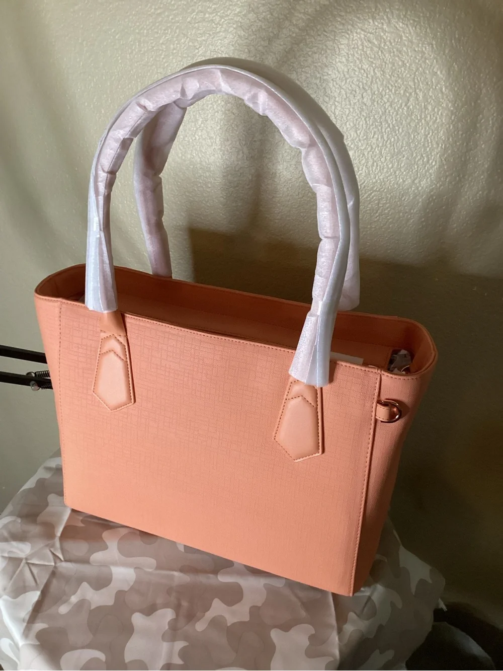 Dagne Dover Peach Structured Tote Laptop Bag